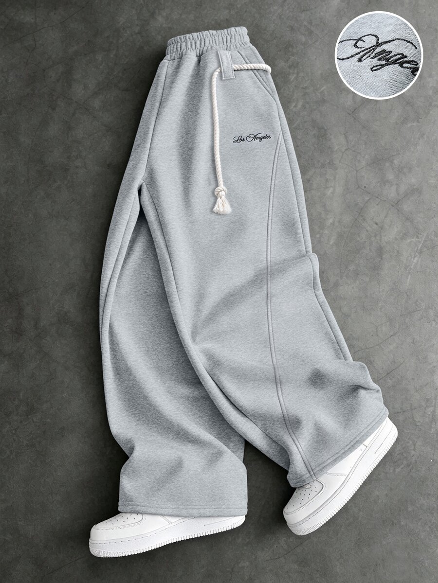 PAVTROS Men's Casual Loose Curved Leg Sweatpants - Light Grey - View 1