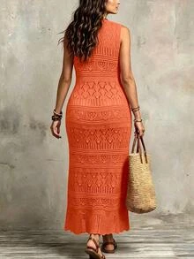 Linhara CURVE Plus Size Sweater Dresses - Orange - View 2