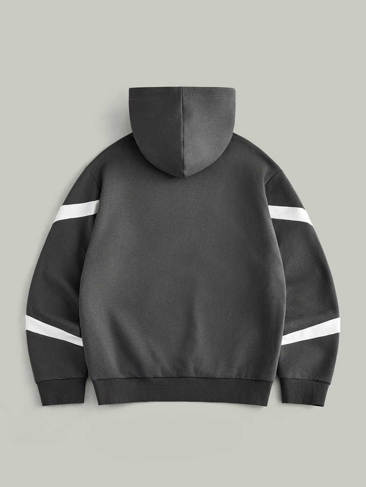 Lonveris Geometric Colorblock Letter Print Hoodie, Geometric Colorblock Captures Street Focus, Wear DREAM Dream, Express Your Cool Attitude - Dark Grey - View 2