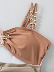Swim Oasis 大码连体泳衣，三色金属装饰，简约女士度假海滩装，夏季 - 彩色 - 查看 5