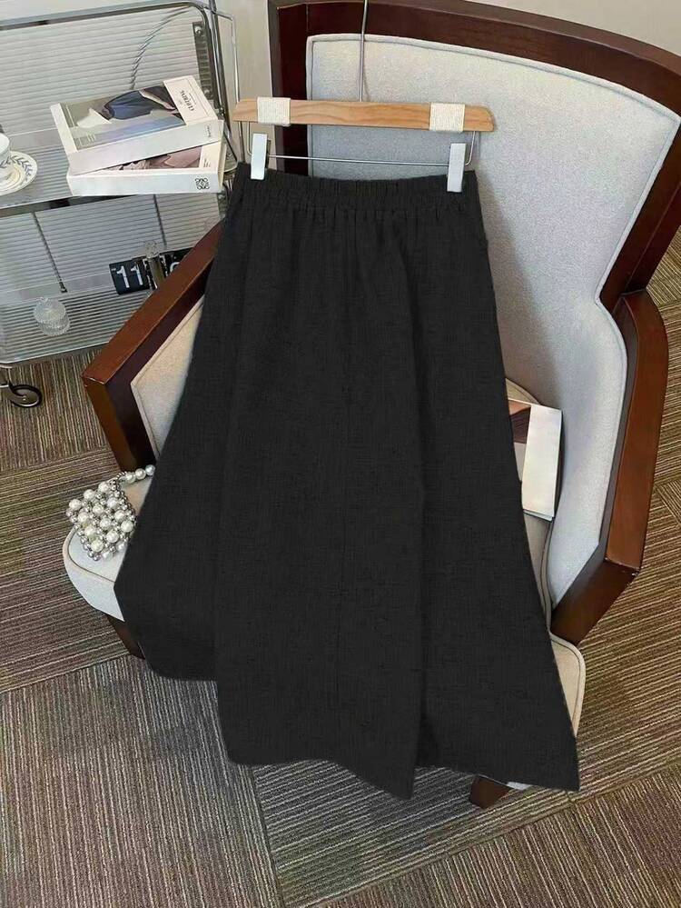 GlowEve Women's Autumn Commuting Solid Color Jacket And Skirt 2 Pieces Set - Black - View 4