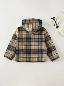 Cozy Pixies 兒童小男孩休閒舒適百搭格紋抓絨內裡連帽外套 秋冬款 - 彩色 - 查看 2