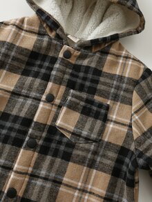 Cozy Pixies 兒童小男孩休閒舒適百搭格紋抓絨內裡連帽外套 秋冬款 - 彩色 - 查看 8
