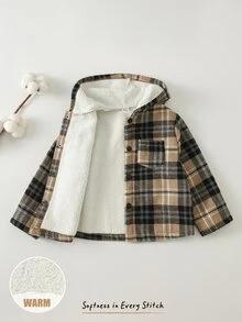 Cozy Pixies 兒童小男孩休閒舒適百搭格紋抓絨內裡連帽外套 秋冬款 - 彩色 - 查看 4