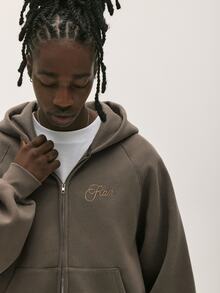 Baseblock Men's Embroidered  Streetwear Brown Minimalist Clean Fit Relaxed Style Hooded Sweatshirt,New Fall Looks - Mocha Brown - View 4