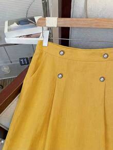 GlowEve Women's Color Block Round Neck Long Sleeve Top And Mini Skirt 2 Pieces Set, Fashionable For Dates And Outings - Yellow - View 5