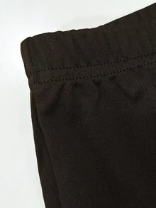 EMERY ROSE Plus Size Women Solid Color High Waist Casual Versatile Daily Wear Skinny Shorts - Brown - View 6
