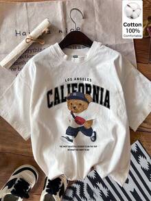Daypath Men's Summer Casual Bear Slogan Print T-Shirt - White - View 1