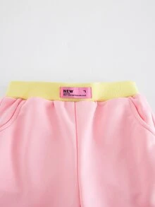 SHEIN 女童小女孩純色長袖拉鍊連帽衛衣與寬腿褲休閒套裝 - 彩色 - 查看 8