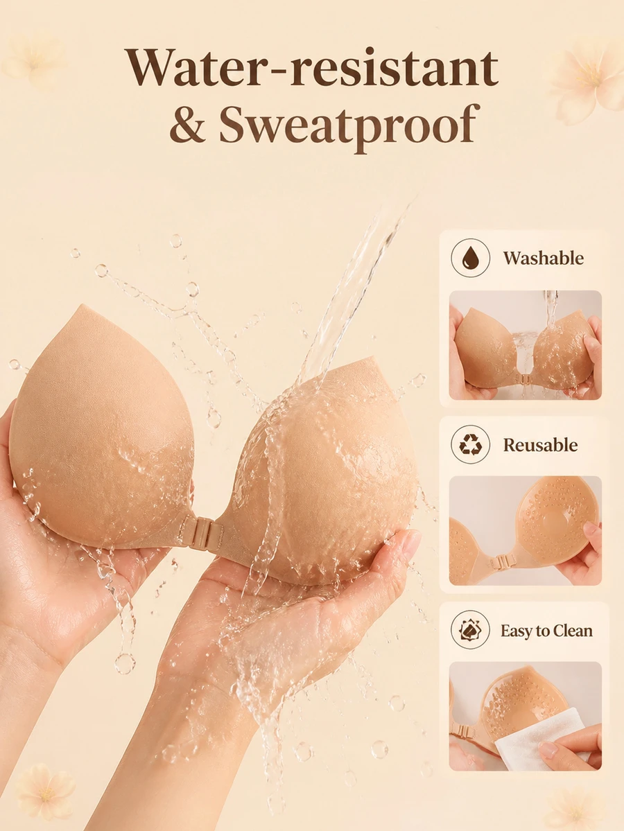 Lignisse Fox Tail Front Closure Adhesive Bra For Women - Apricot - View 1