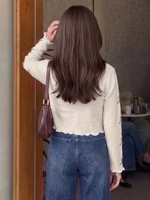 Serisse 女款休閒優雅花卉刺繡前綁帶薄款開襟衫，適合返校、早午餐、日常辦公、休閒度假、外出、節慶、夜晚防曬 - 彩色 - 查看 3