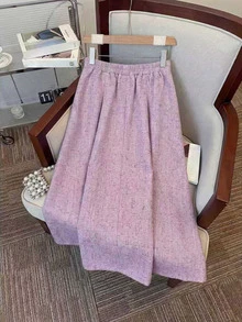 GlowEve Women's Single-Breasted Long Sleeve Jacket And Midi Skirt Elegant 2 Pieces Set - Purple - View 8