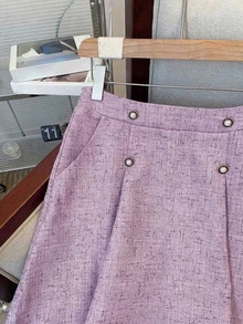 GlowEve Women's Single-Breasted Long Sleeve Jacket And Midi Skirt Elegant 2 Pieces Set - Purple - View 9