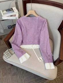 GlowEve Women's Single-Breasted Long Sleeve Jacket And Midi Skirt Elegant 2 Pieces Set - Purple - View 4