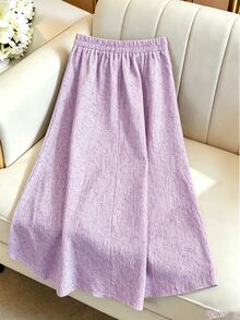 GlowEve Women's Single-Breasted Long Sleeve Jacket And Midi Skirt Elegant 2 Pieces Set - Purple - View 6