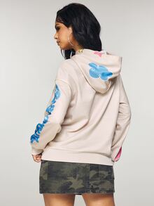 THE POWERPUFF GIRLS X SHEIN Women's Cartoon Print Long Sleeve Sweatshirt - Apricot - View 2