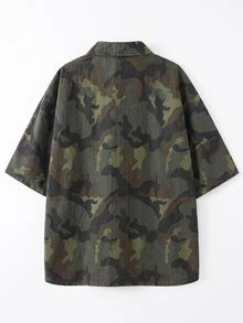 Manfinity Denimwave Camouflage Casual Vintage Denim Effect Short Sleeve Top - Multicolor - View 7