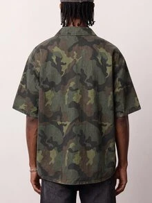 Manfinity Denimwave Camouflage Casual Vintage Denim Effect Short Sleeve Top - Multicolor - View 2