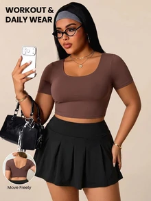 Easithlete Easithlete 2026 New Comfortable 4-Way Stretch Plus Size Women's Sports T-Shirt Tank Top Gym Brown Summer - Multicolor - View 6