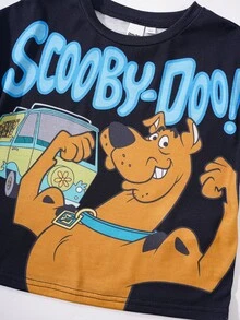 SCOOBY-DOO X SHEIN Young Boy's Casual Cartoon Letter Print Short Sleeve T-Shirt And Shorts Set, Summer - Black - View 5