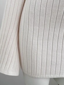 Elamini Halterneck Bow Halter Tie-Up Fitted Flare Sleeve Exquisite Cute Versatile Atmosphere Autumn/Winter Knit Sweater Dress - Baby Pink - View 4