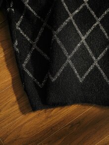 MOTF PREMIUM SEQUIN SEQUINS RHOMBUS GRID V-NECK KNIT TOP AND CARDIGAN SET - Black - View 7