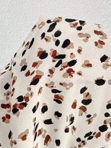 SHEIN LUNE Women Blouses Tombol Tombol Depan All Over Print Casual - Aprikot - View 7