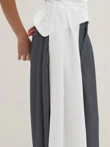 MUSEYN White Woven High Neck Structured Long Drape Side Top  Everyday Casual Fall New Season Capsule Wardrobe - White - View 6