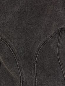 MUSEYN Grey Washed Denim Cinched Waist Seam Detail Collard Zip Jacket Casual Edgy Timeless Weekend Day Out Fall - Light Grey - View 8