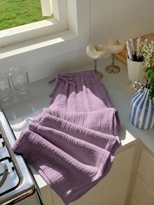 GalTyme Purple Plus Size Women's Casual Drawstring Waist Pants Fall - Violet Purple - View 7