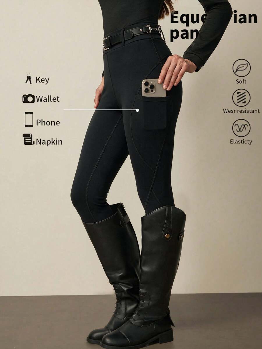 Easithlete Easithlete 女款馬術騎馬褲,運動馬褲 - 黑色 - 查看 1