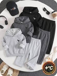 SHEIN Baby Boy Solid Color Casual Versatile Daily Wear Long Winter Pants 3pcs/Set - Multicolor - View 1