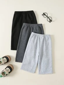 SHEIN Baby Boy Solid Color Casual Versatile Daily Wear Long Winter Pants 3pcs/Set - Multicolor - View 3