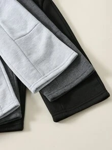 SHEIN Baby Boy Solid Color Casual Versatile Daily Wear Long Winter Pants 3pcs/Set - Multicolor - View 5