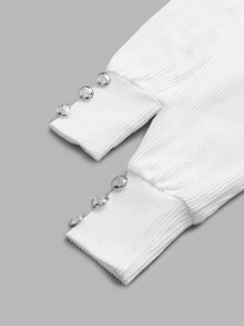 Omancia Women's New Autumn/Winter Lace Trim Collar T-Shirt - White - View 5