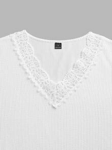Omancia Women's New Autumn/Winter Lace Trim Collar T-Shirt - White - View 4