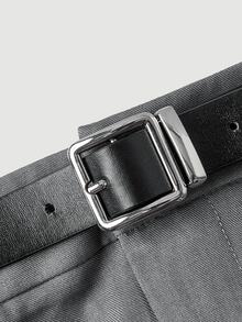 SHEIN MOD 學院風淺灰色百褶腰帶裙，教師節適用，適合職場辦公室與學校，秋季優雅商務休閒風，返校季 - 灰色 - 查看 5