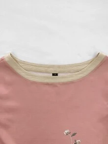 SHEIN Holidaya Women's Sweet Floral Print Asymmetrical Shoulder Colorblock Top For Vacation - Multicolor - View 5