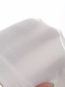 DAZY Solid Color Round Neck Fitted Short Sleeve Base Layer Women's T-Shirt Summer - White - View 5
