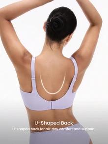 LUVLETTE Plus Unlined Full Coverage Side Support Purple Mesh Sheer Basic Breezy Comfort Minimizer Women Lingerie Intimates Bra - Lilac Purple - View 4