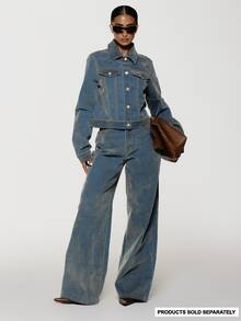 MUSERA Distressed-Wash Mid Rise Straight Leg Denim Jeans Boho, Sexy, Autumn, Festival, Girly, Studs & Suede - Beige - View 3