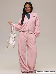 MUSERA Rosa Jersey Grafik Logo Reißverschluss Kapuzenpullover Winter Lässig Tag Bequemes Outfit Cool Rosa Damen Kapuzenpullover - Pink - Übersicht 2