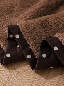 SHEIN Elladie kids Young Girl Winter Coat, Coffee Brown Polka Dot Thermal Lined Hooded Double-Breasted Fashion Jacket, Suitable For Daily Casual Elegant Wear School - Brown - View 13