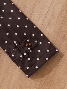 SHEIN Elladie kids Young Girl Winter Coat, Coffee Brown Polka Dot Thermal Lined Hooded Double-Breasted Fashion Jacket, Suitable For Daily Casual Elegant Wear School - Brown - View 5