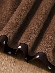 SHEIN Elladie kids Young Girl Winter Coat, Coffee Brown Polka Dot Thermal Lined Hooded Double-Breasted Fashion Jacket, Suitable For Daily Casual Elegant Wear School - Brown - View 11
