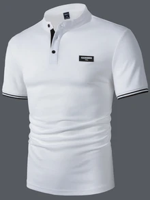Manfinity Homme Men's Summer Casual Short Sleeve Polo Shirt - White - View 4