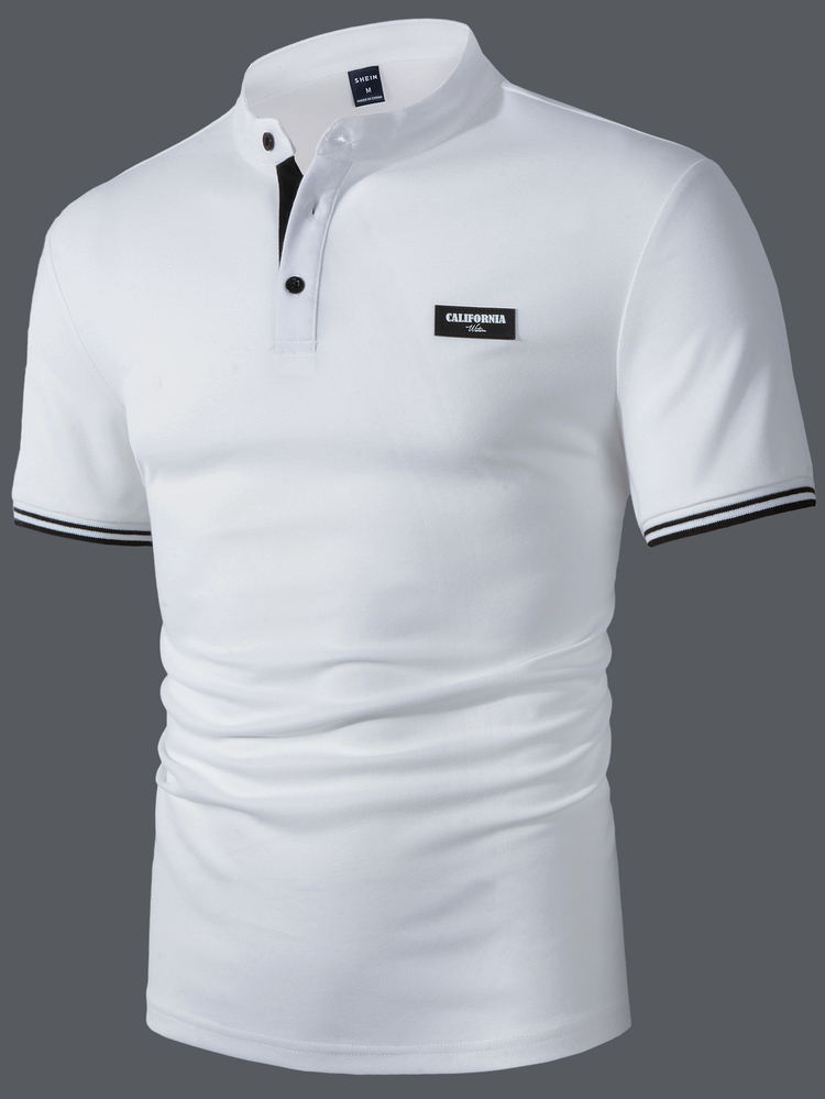 Manfinity Homme Men's Summer Casual Short Sleeve Polo Shirt - White - View 4