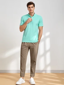 Mainfolk Men's Plain Pockets Drawstring Waist Tapered Casual Pants, Fall, Vacation, Father's Day Gifts, Football - Grey - View 5