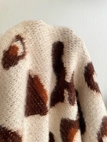 Soleia Autumn/Winter Casual Leopard Print Sweater & Shawl 2 Pieces Set - Multicolor - View 10
