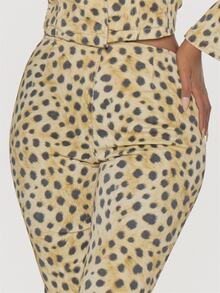 MUSERA Celana Jeans Denim Motif Leopard Pinggang Rendah untuk Musim Dingin dan Gugur, Celana Jeans Wanita untuk Acara Pesta. - Coklat - View 5